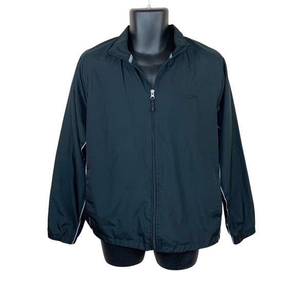 Champion Mens Black Windbreaker Long Sleeve Jacket Activewear Athletic Medium - Picture 1 of 8